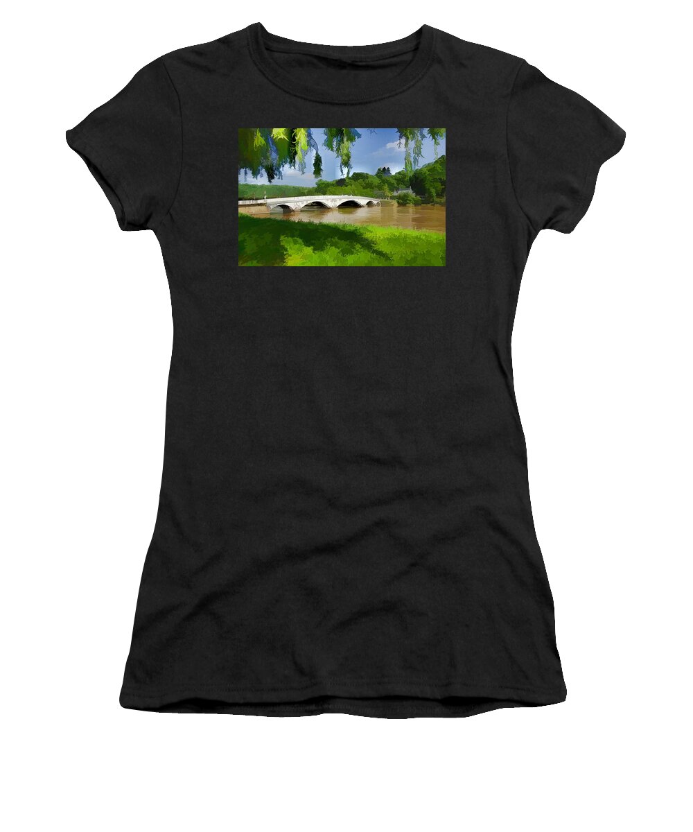 Bridge Women's T-Shirt featuring the photograph The Old Town Bridge Chepstow by Ron Harpham
