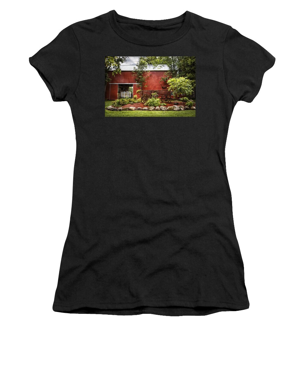 Barn Women's T-Shirt featuring the photograph The Old Wood Cart by Debra and Dave Vanderlaan