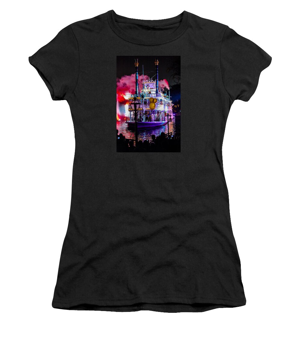 Steamboat Women's T-Shirt featuring the photograph The Mark Twain Disneyland Steamboat #2 by Scott Campbell