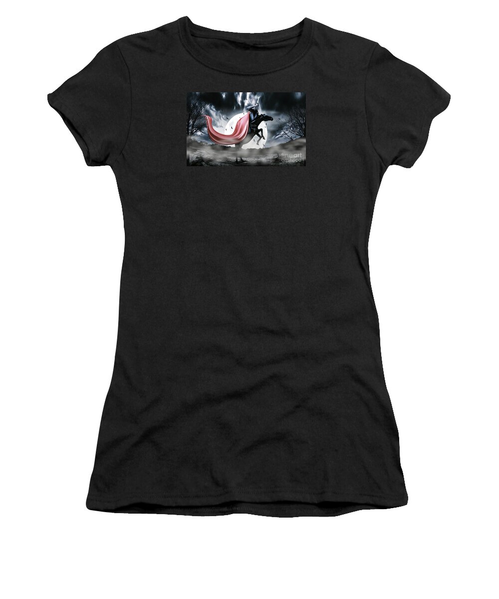 Sleepy Hollow Women's T-Shirt featuring the digital art The rise of the Headless Horseman by Jorgo Photography