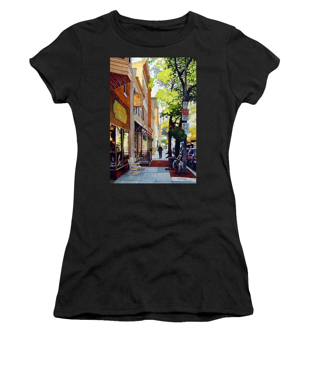 Landscape Women's T-Shirt featuring the painting The Rocking Chairs by Mick Williams