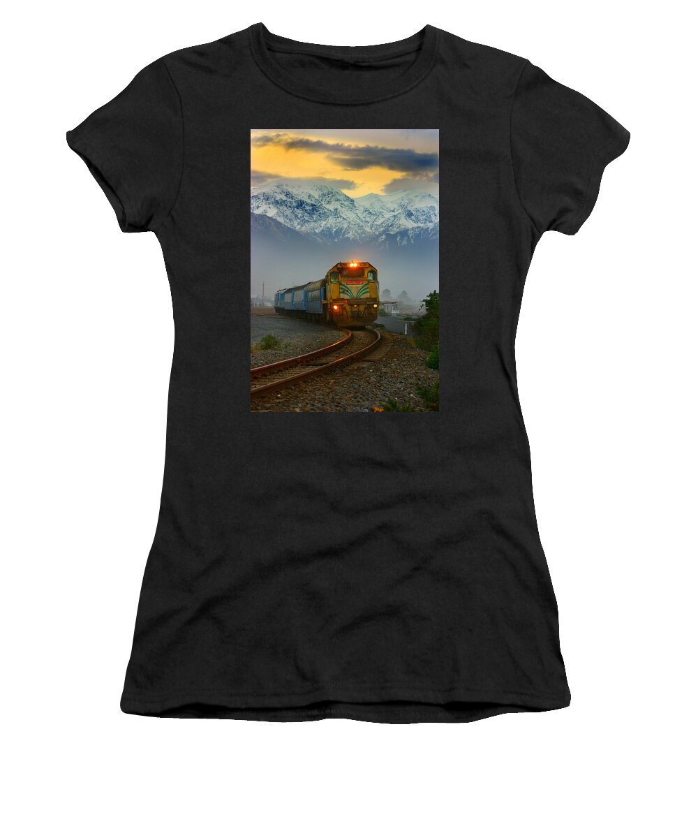 Exotic Rail Women's T-Shirt featuring the photograph The Southerner Train New Zealand by Amanda Stadther