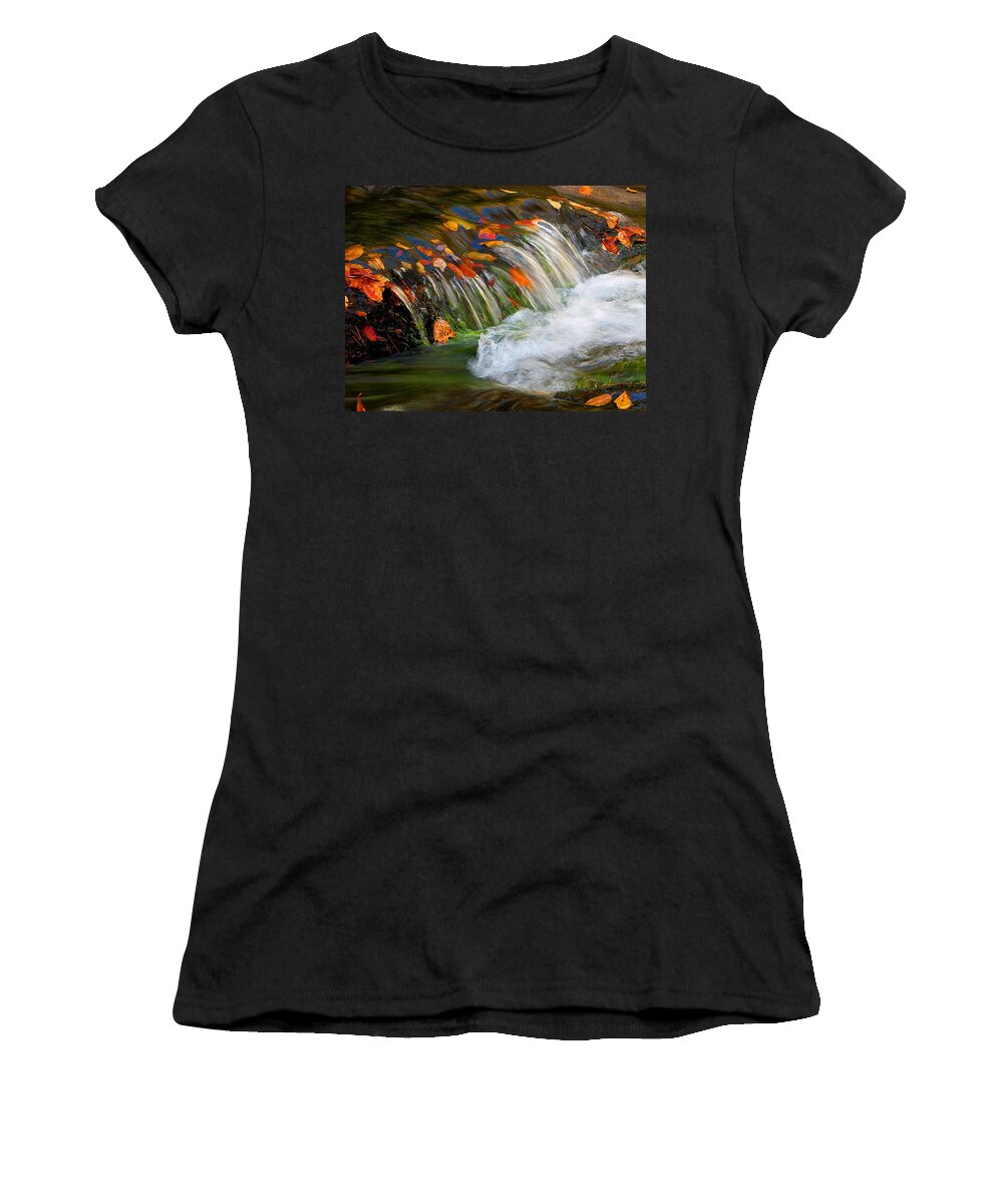 Fall Stream Women's T-Shirt featuring the photograph The Stream by Michael Eingle