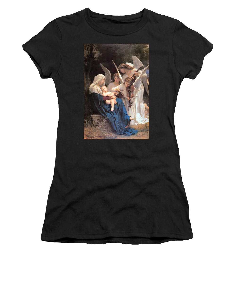 William Bouguereau Women's T-Shirt featuring the digital art The Virgin With Angels by William Bouguereau