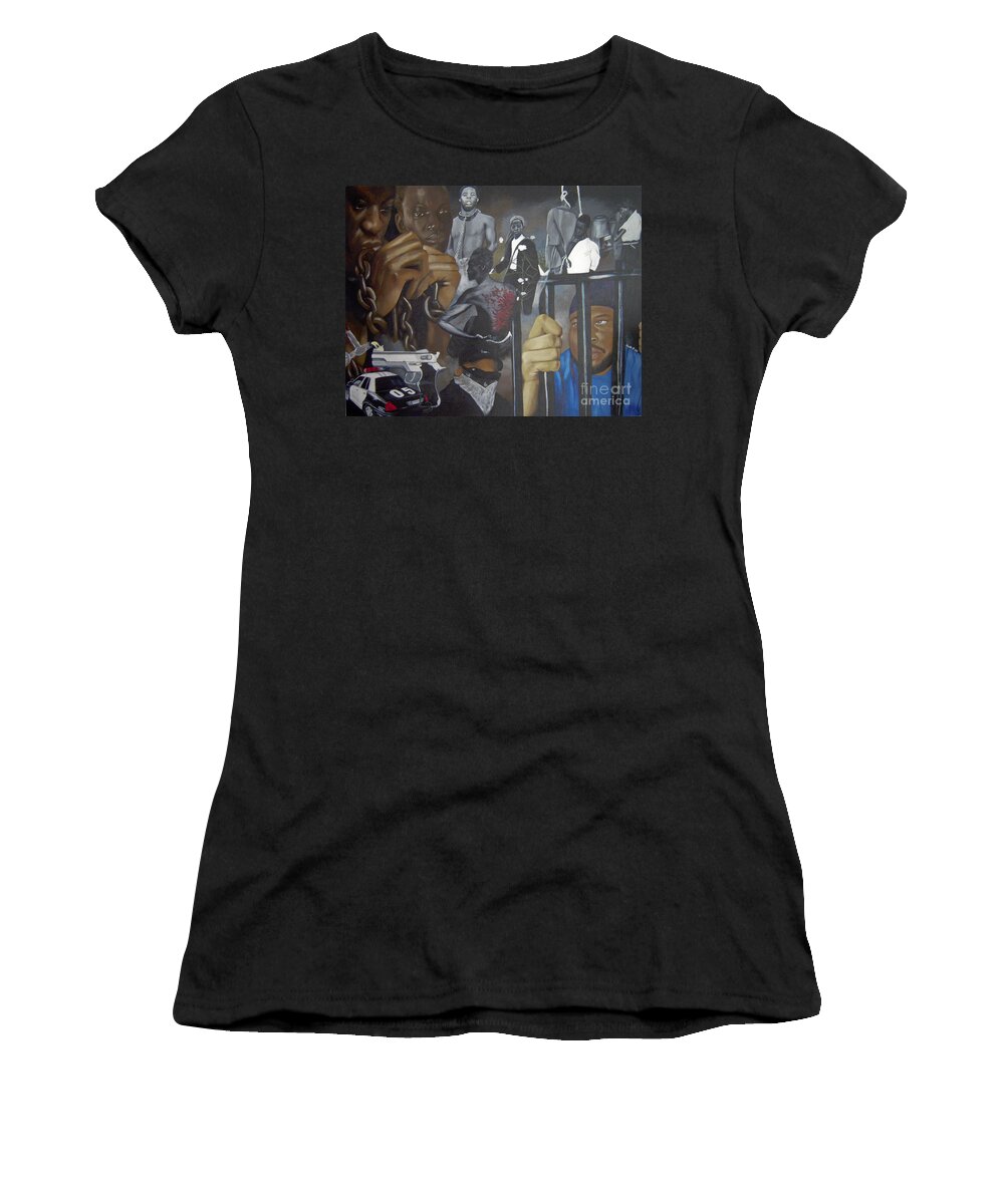 Black Women's T-Shirt featuring the painting Think Black Man by Michelle Brantley