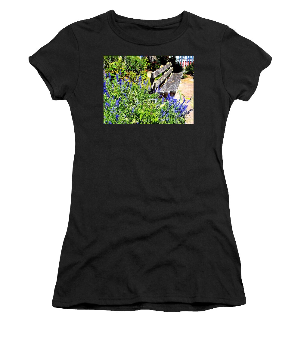Hereford Women's T-Shirt featuring the photograph Thoughts On The Weathered Bench by Pamela Hyde Wilson