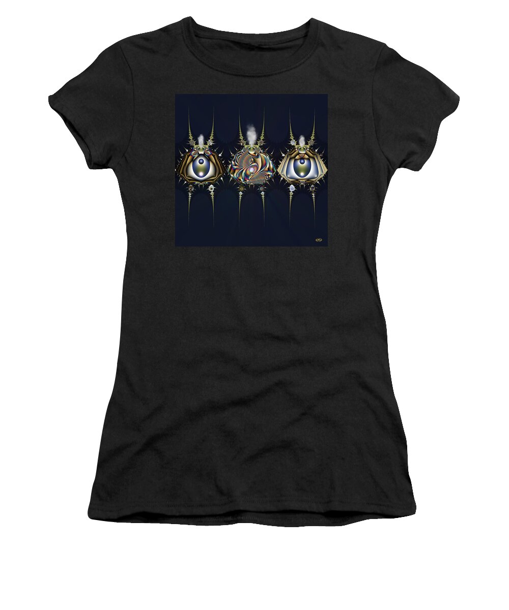 Fractal Women's T-Shirt featuring the digital art Three Fine fooZos by Kiki Art