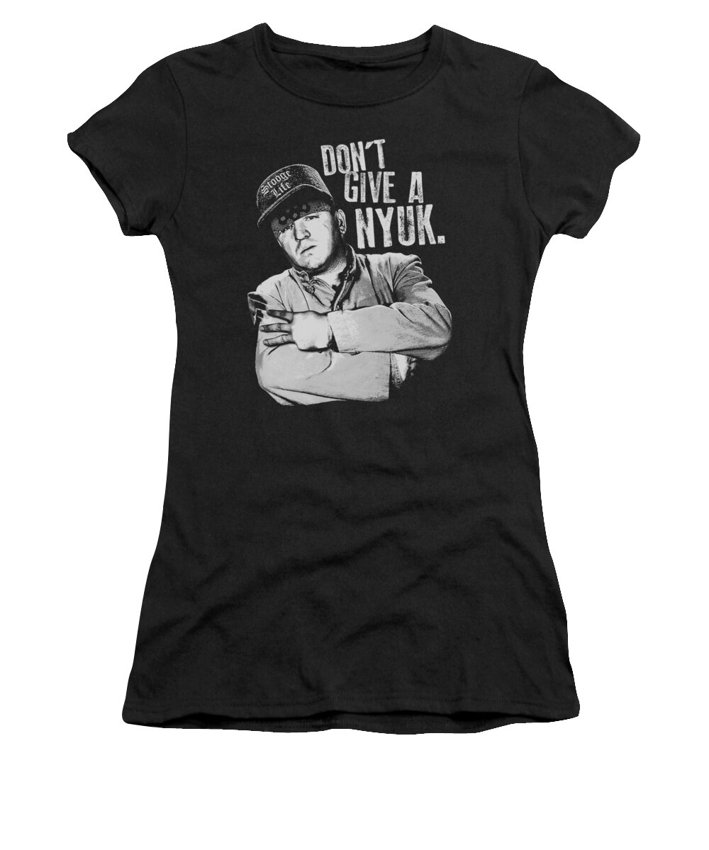 The Three Stooges Women's T-Shirt featuring the digital art Three Stooges - Give A Nyuk by Brand A