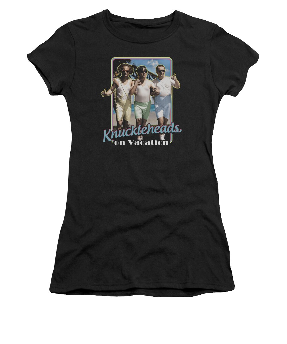 The Three Stooges Women's T-Shirt featuring the digital art Three Stooges - Knucklesheads On Vacation by Brand A