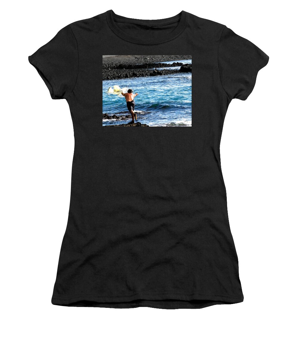 Upena kiloi-Thrownet fishing Women's T-Shirt by Lehua Pekelo