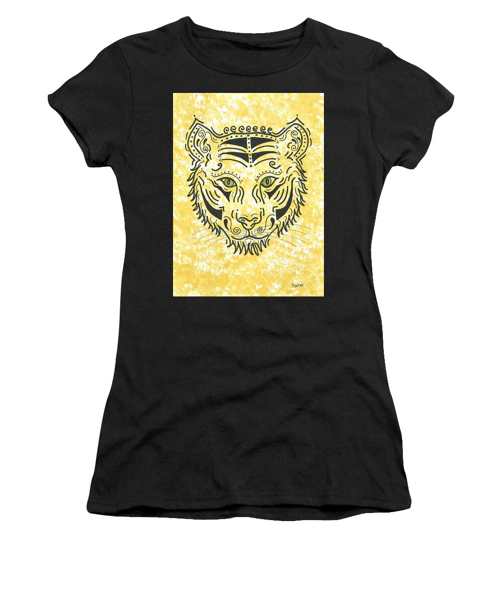 Tiger Women's T-Shirt featuring the painting Tiger Eye by Susie WEBER