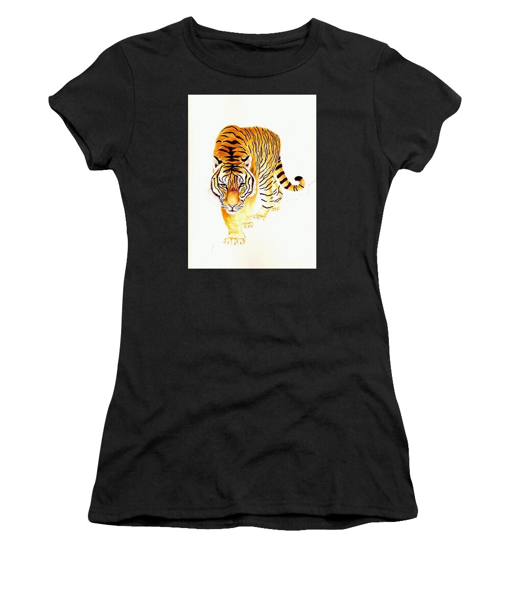 Tiger Women's T-Shirt featuring the painting Tiger by Michael Vigliotti