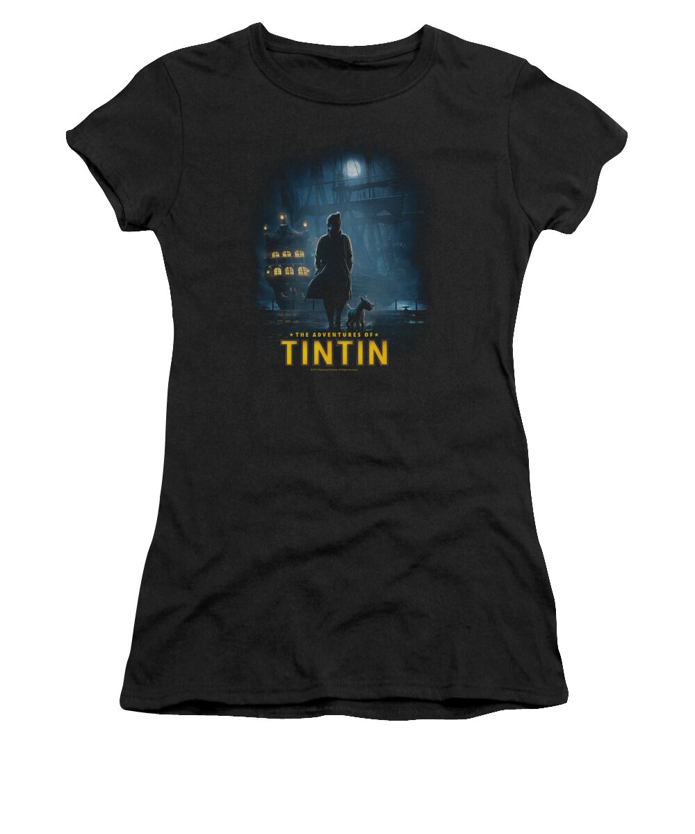 The Adventures Of Tintin Women's T-Shirt featuring the digital art Tintin - Title Poster by Brand A