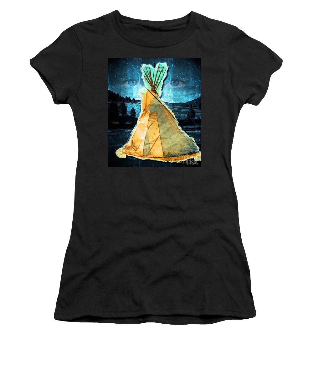 Tipi Fine Art Print Women's T-Shirt featuring the mixed media Tipi Dream by Joseph J Stevens