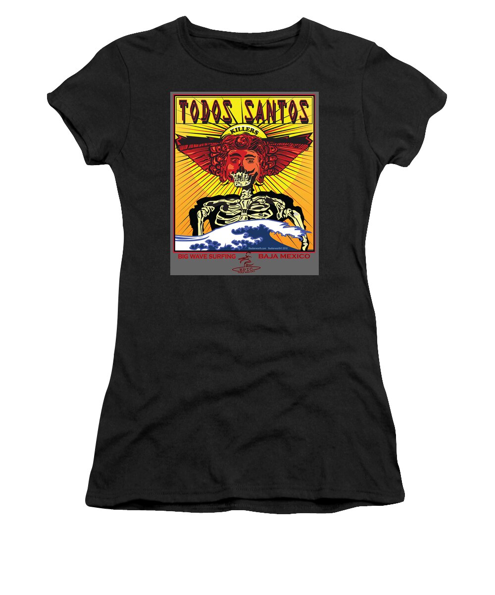 Surfing Women's T-Shirt featuring the digital art Surfing Todos Santos Baja California Mexico by Larry Butterworth
