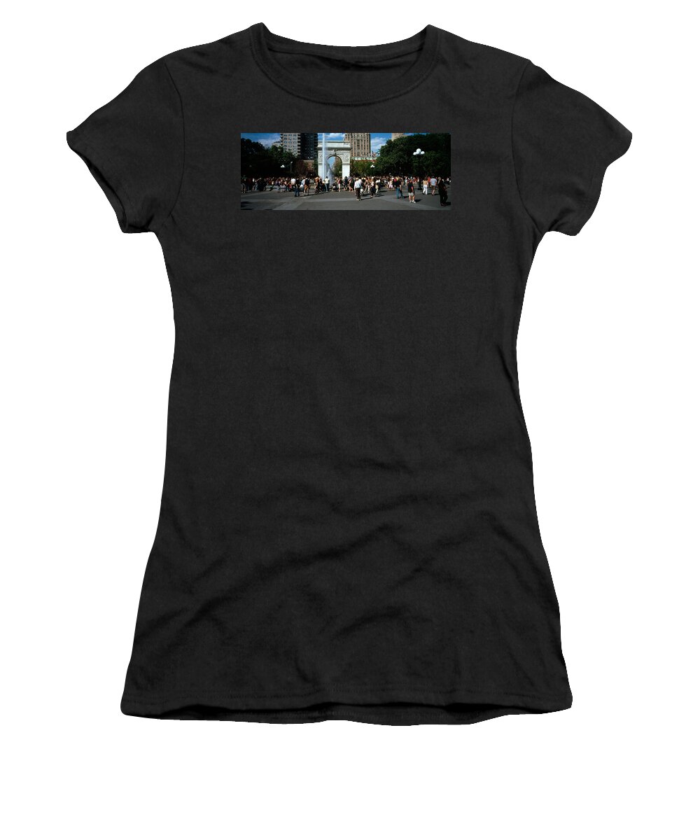 Photography Women's T-Shirt featuring the photograph Tourists At A Park, Washington Square by Panoramic Images