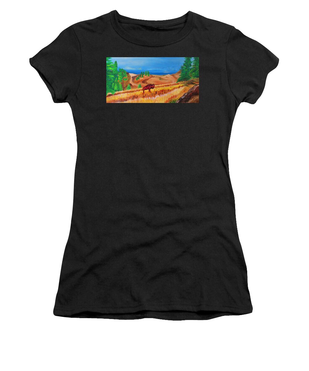 Art Women's T-Shirt featuring the painting Monarch Of The Plains by Ashley Goforth