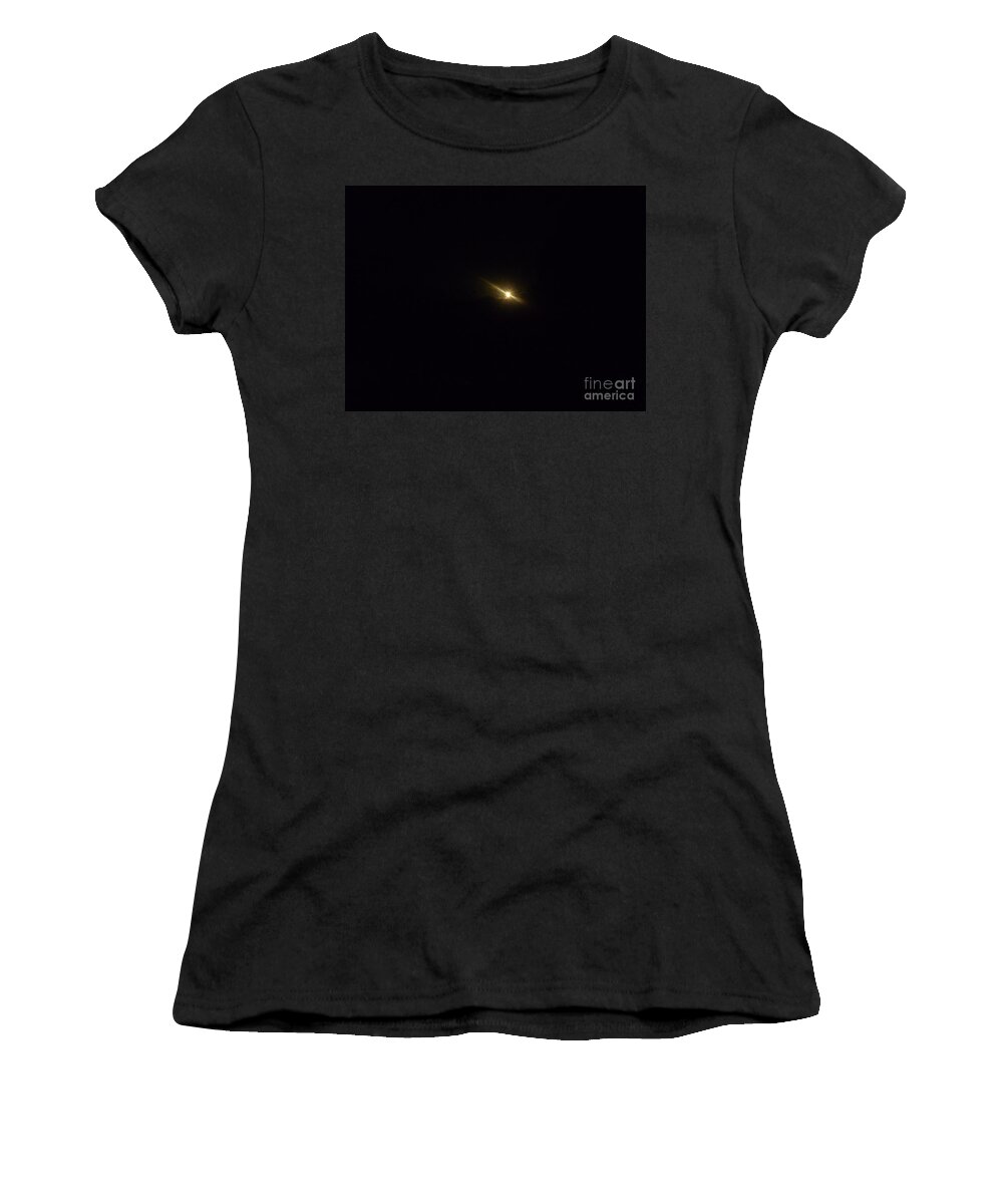 Train Women's T-Shirt featuring the photograph Train Coming Down The Tracks At Night by Renee Trenholm