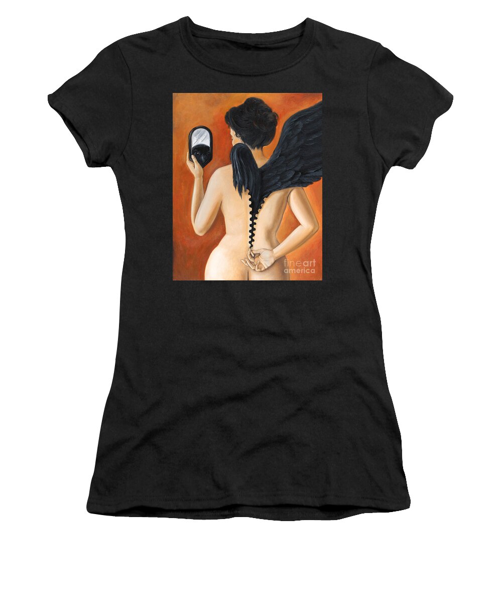 Nude Women's T-Shirt featuring the painting Transformation by Margaryta Yermolayeva