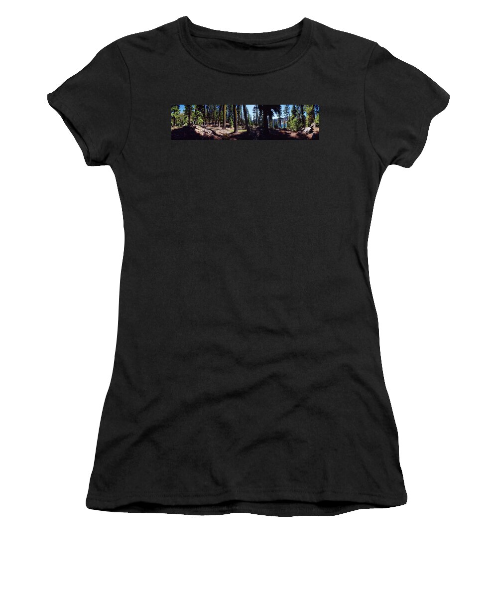 Photography Women's T-Shirt featuring the photograph Trees In A Forest, Wizard Island by Panoramic Images
