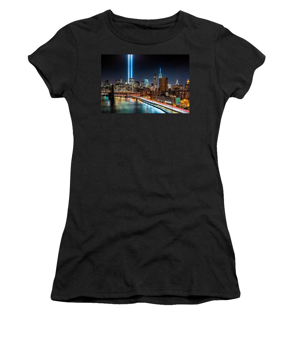 2014 Women's T-Shirt featuring the photograph Tribute in Light memorial by Mihai Andritoiu