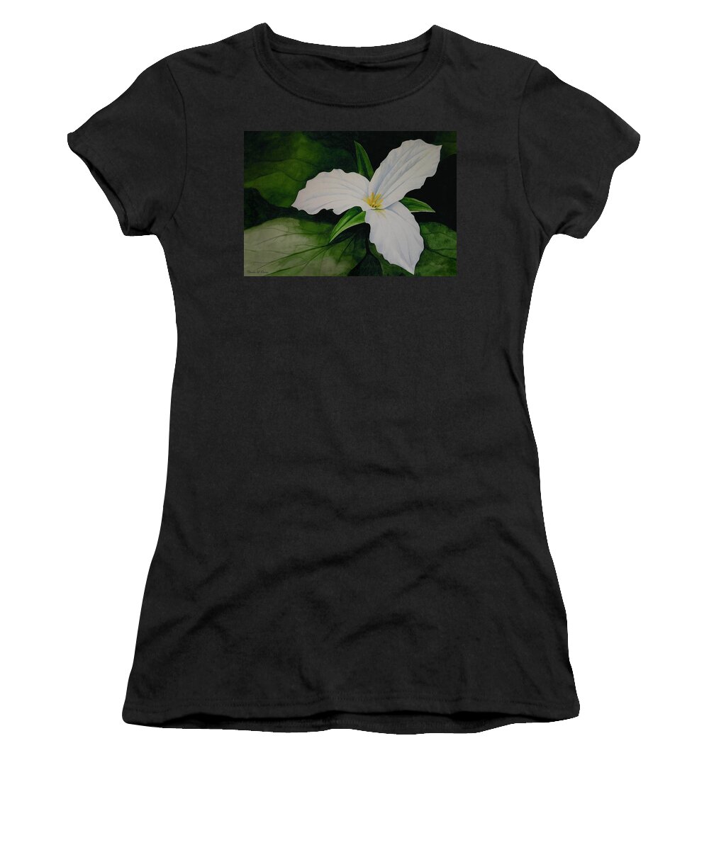 Flower Women's T-Shirt featuring the painting Trillium by Charles Owens
