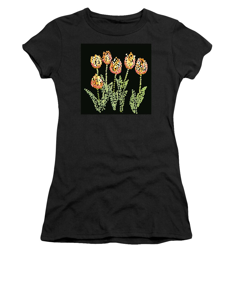 Tulips Women's T-Shirt featuring the digital art Tulips Bedazzled by R Allen Swezey