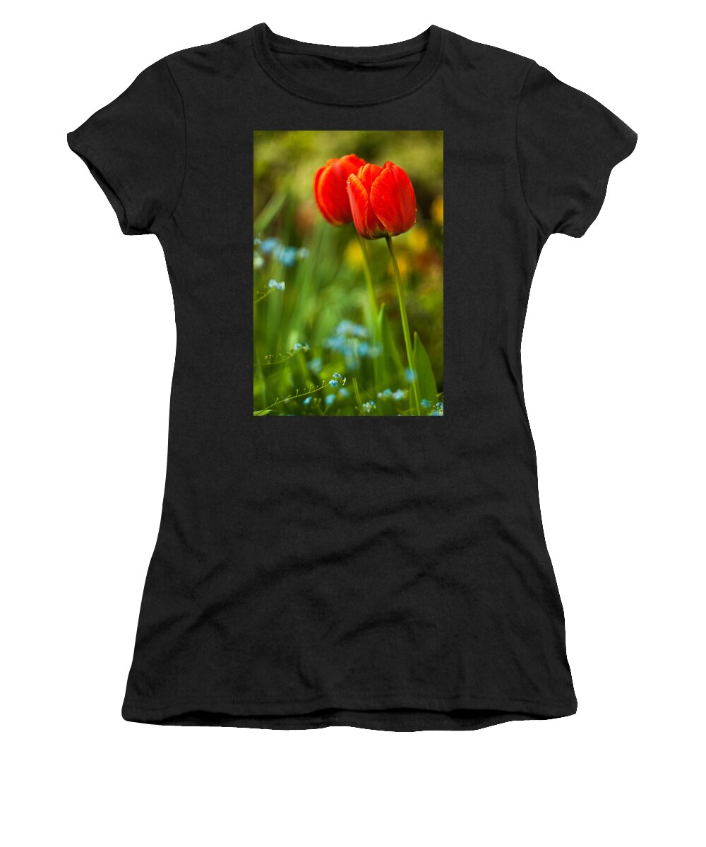 Flowers Women's T-Shirt featuring the photograph Tulips in garden by Davorin Mance
