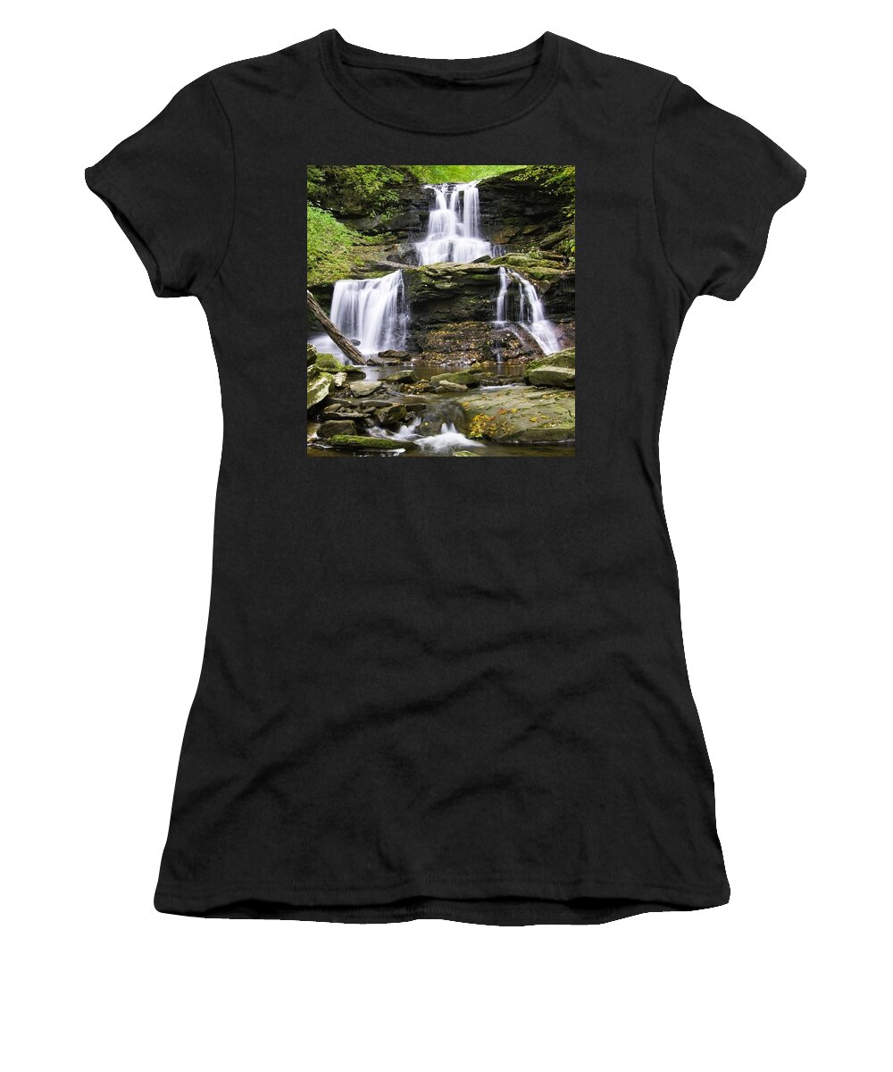 Ricketts Glen Women's T-Shirt featuring the photograph Tuscarora Falls by Paul Riedinger
