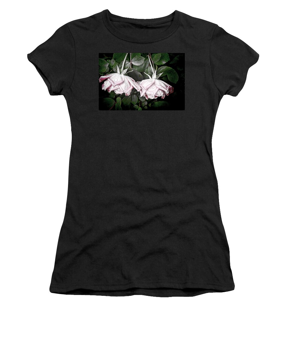 Roses Women's T-Shirt featuring the photograph Two Roses hanging by Bonnie Willis