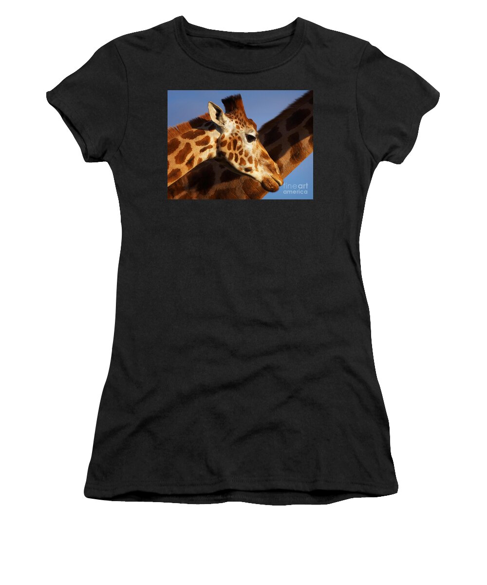 Rotschild Women's T-Shirt featuring the photograph Two Rothschild Giraffes by Nick Biemans