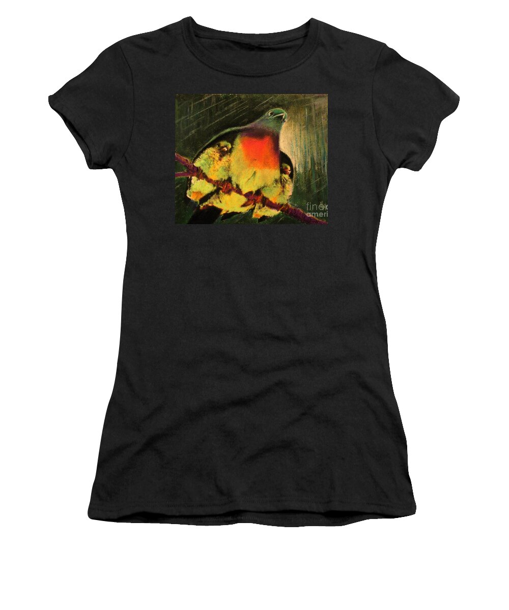 Birds Women's T-Shirt featuring the drawing Under His Wings by Hazel Holland