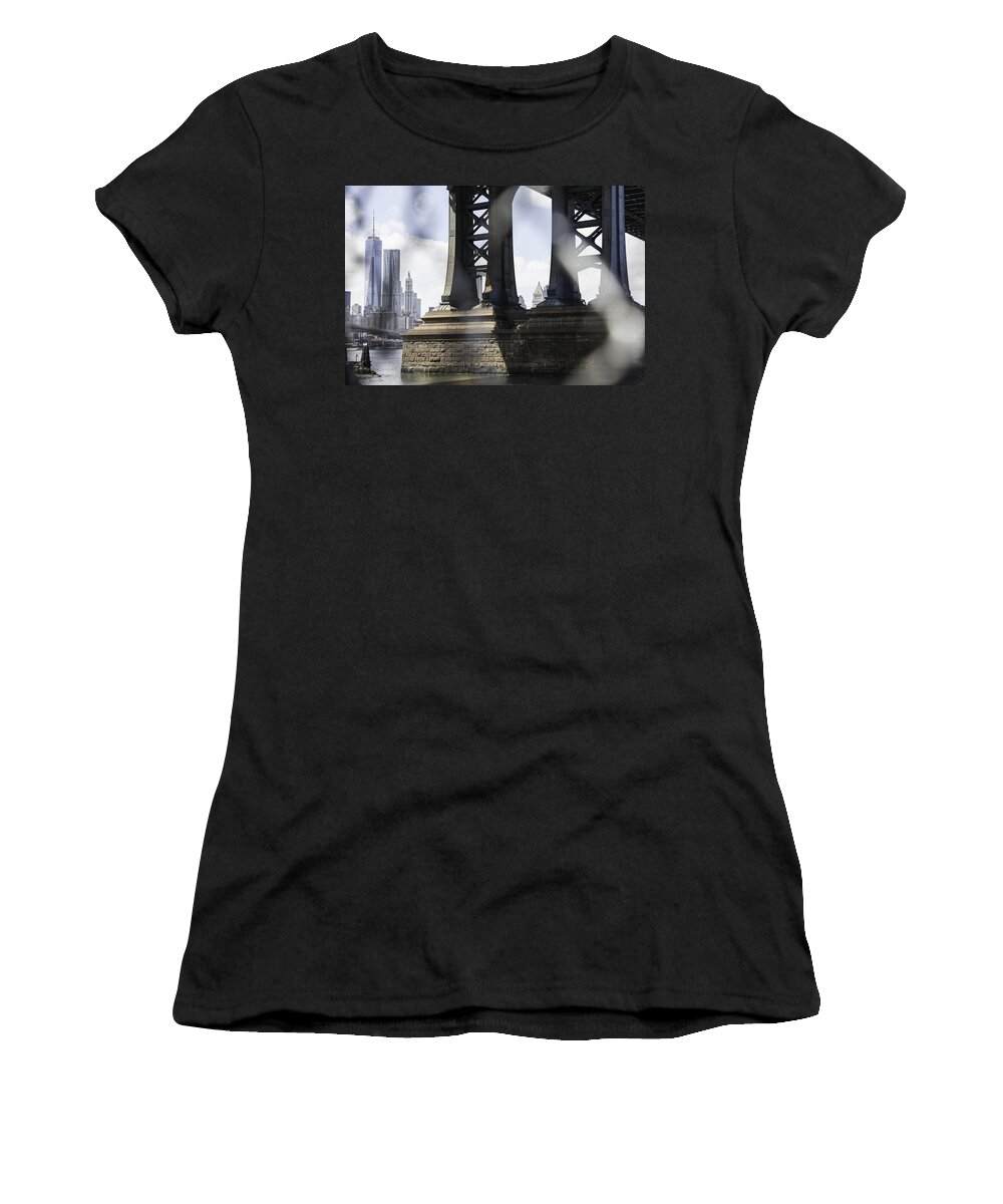 New World Trade Center Women's T-Shirt featuring the photograph Under the Bridge View by Madeline Ellis