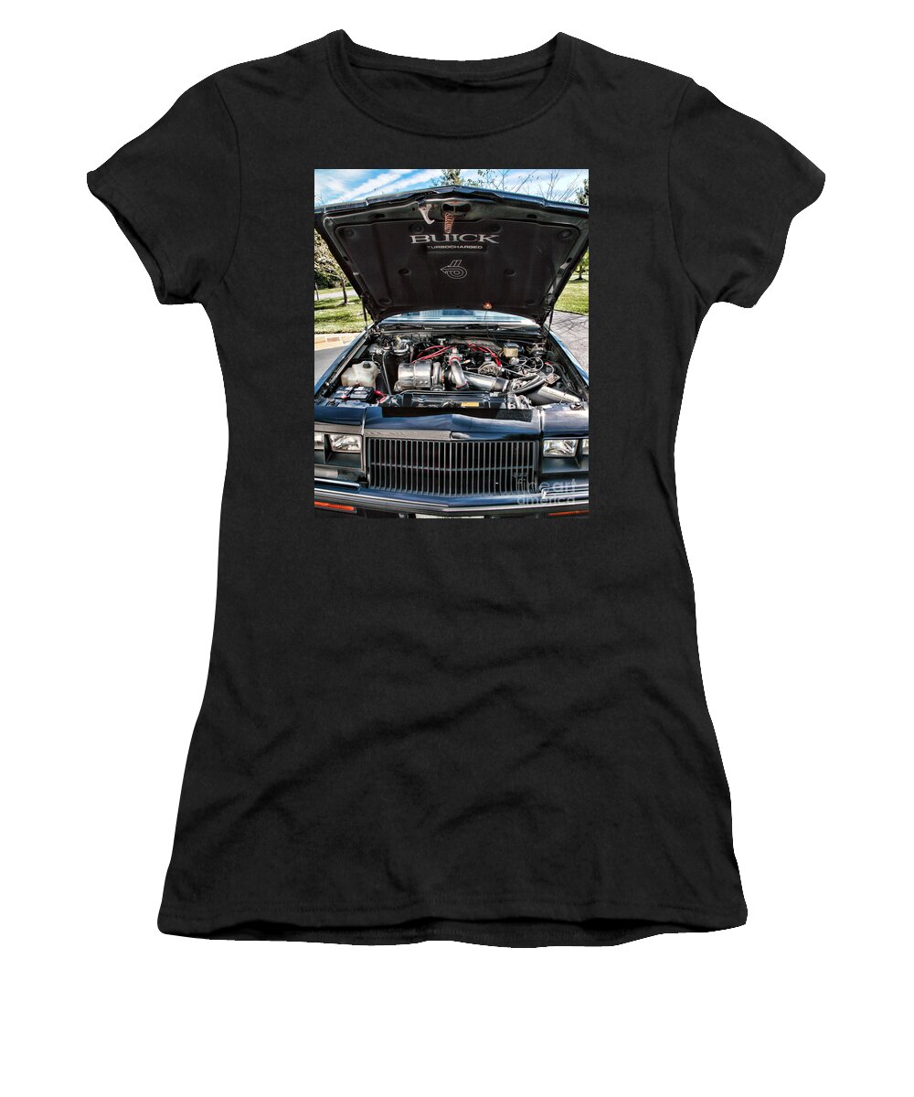 Buick Women's T-Shirt featuring the photograph Under the Hood of a Buick Grand National by William Kuta