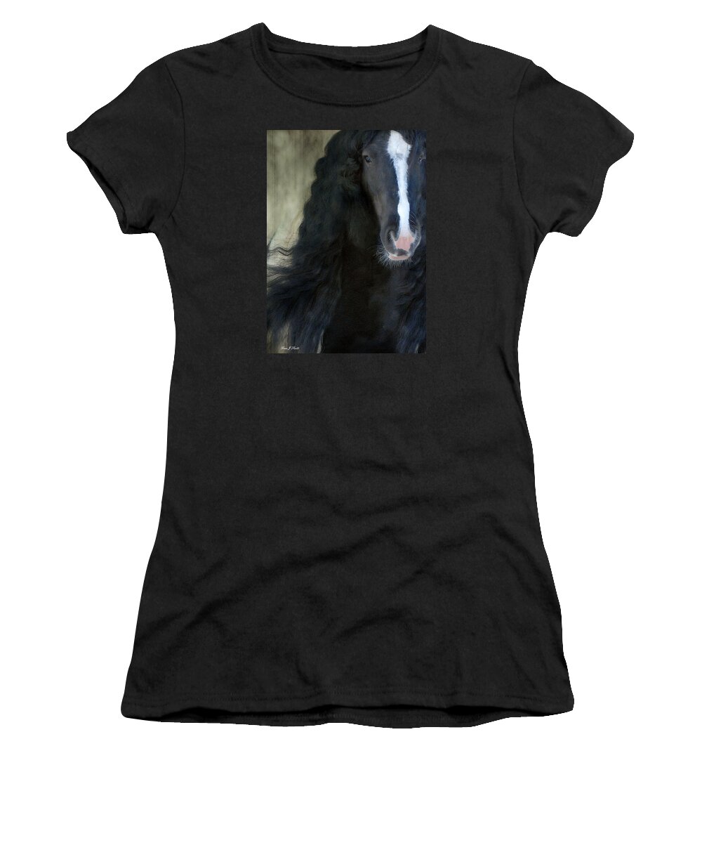 Gypsy Stallion Women's T-Shirt featuring the photograph Valentino Dreams by Fran J Scott