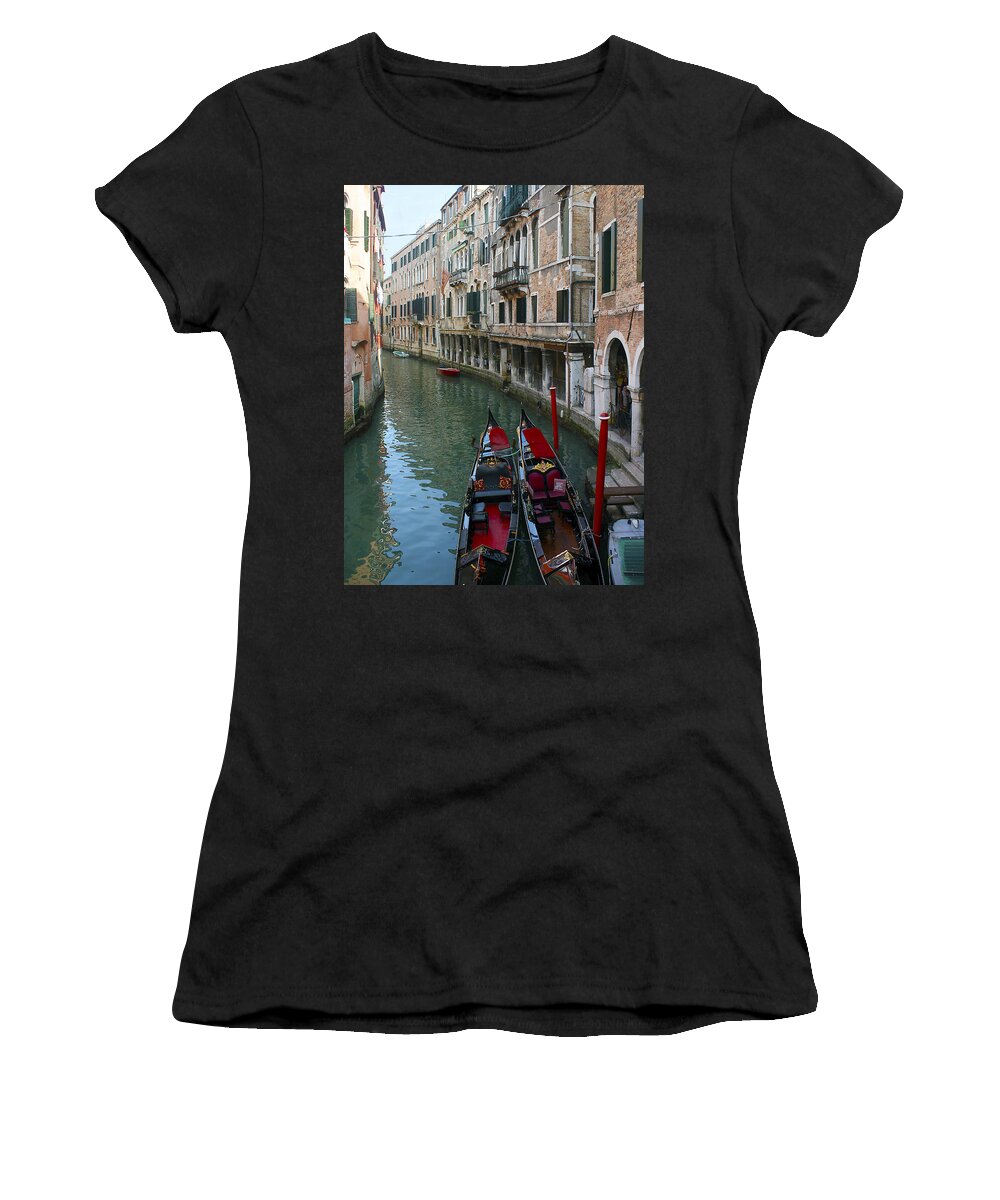 Europe Women's T-Shirt featuring the photograph Venice Gondolas 2 by Karen Zuk Rosenblatt
