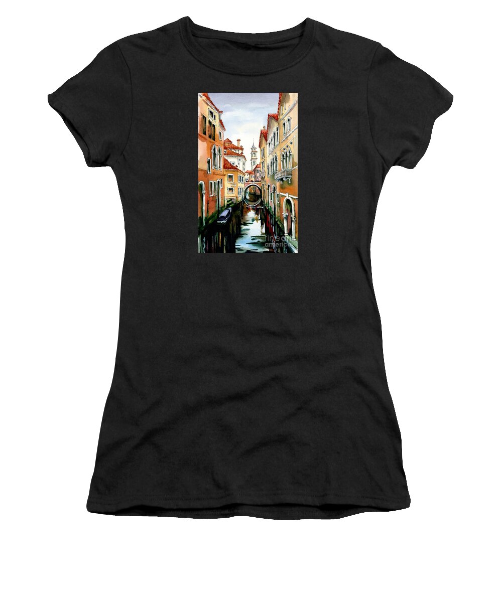 Venice Women's T-Shirt featuring the painting Venice in March by Maria Rabinky