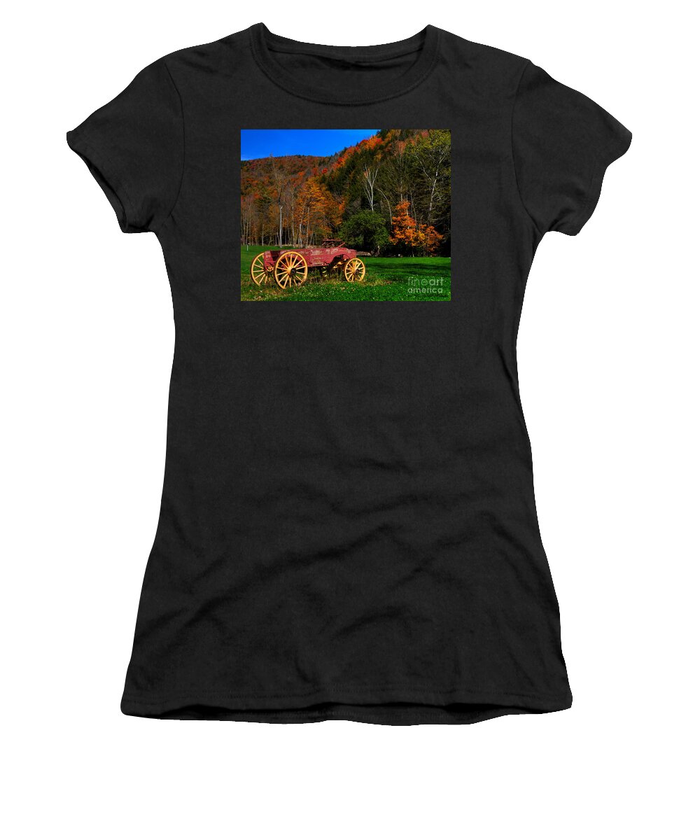 Wagon Women's T-Shirt featuring the photograph Vermont Wagon by Sue Karski