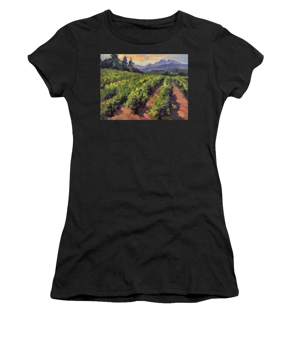 Vineyard At Dentelles Women's T-Shirt featuring the painting Vineyard at Dentelles by Diane McClary