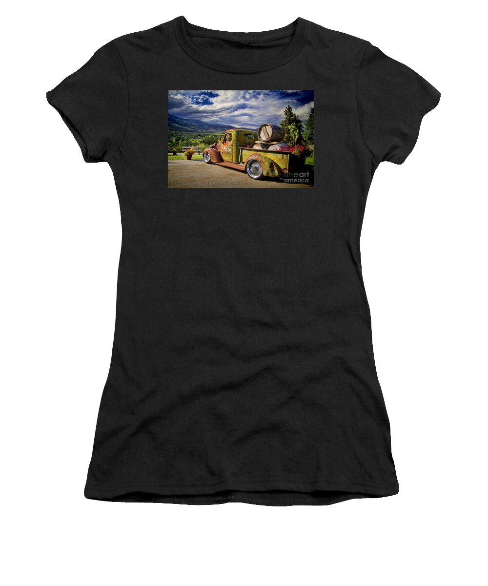 Oliver Twist Women's T-Shirt featuring the photograph Vintage Chevy Truck at Oliver Twist Winery by David Smith