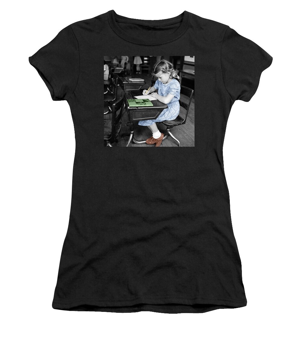 School Women's T-Shirt featuring the photograph Vintage Schoolgirl by Andrew Fare