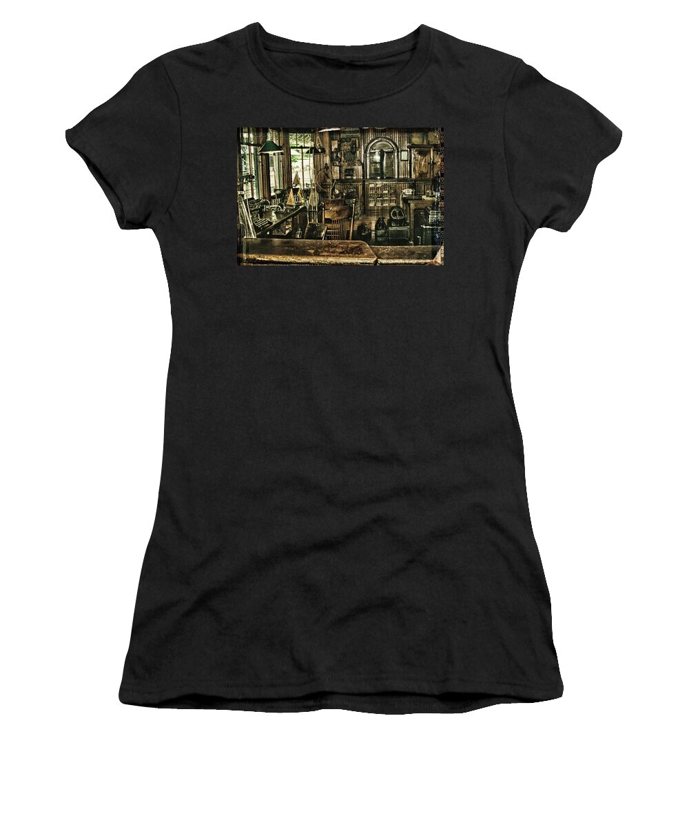 Buying Train Tickets Women's T-Shirt featuring the photograph Vintage train station by Jeff Folger