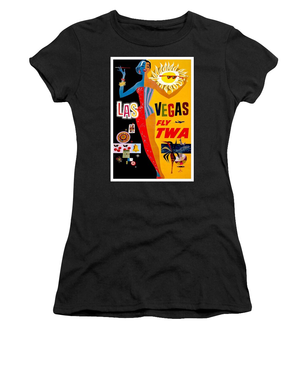 Las Vegas Women's T-Shirt featuring the digital art Vintage Travel Poster - Las Vegas by Georgia Clare