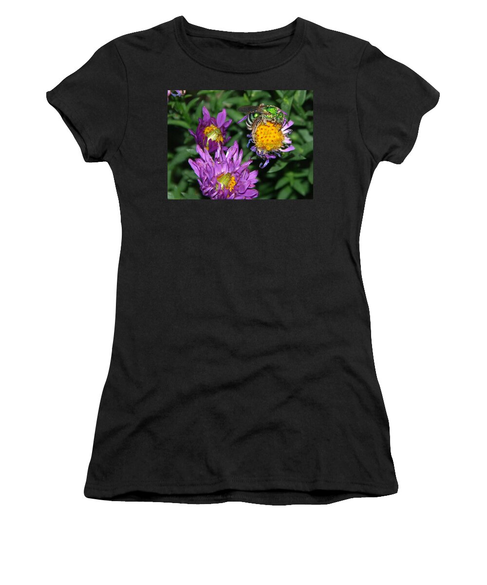 Peterson Women's T-Shirt featuring the photograph Virescent Metallic Green Bee by James Peterson
