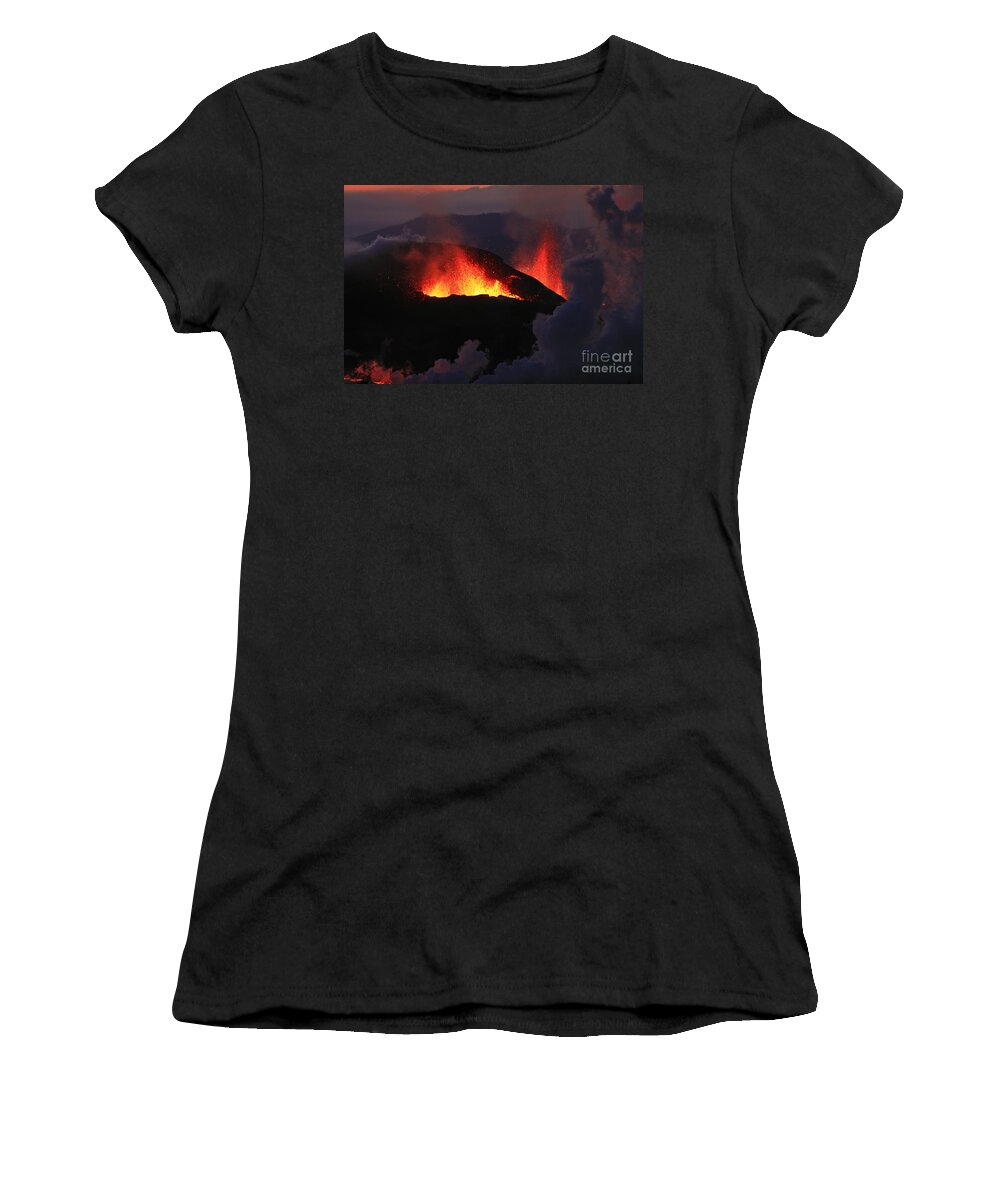 Sunset Women's T-Shirt featuring the photograph Volcanic Eruptions by Gunnar Orn Arnason