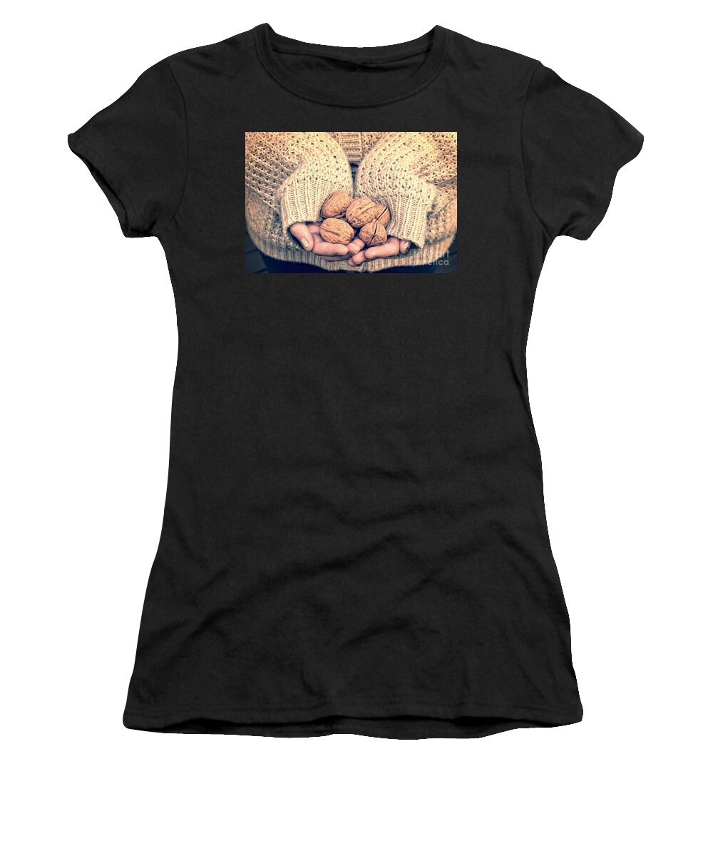 Nuts Women's T-Shirt featuring the photograph Wallnuts by Delphimages Photo Creations