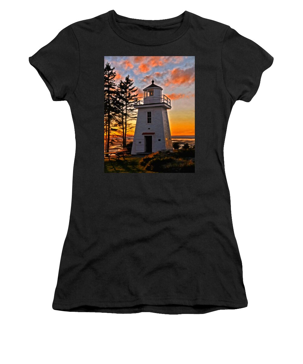 Walton River Women's T-Shirt featuring the painting Walton Harbour Lighthouse by Michael Pickett
