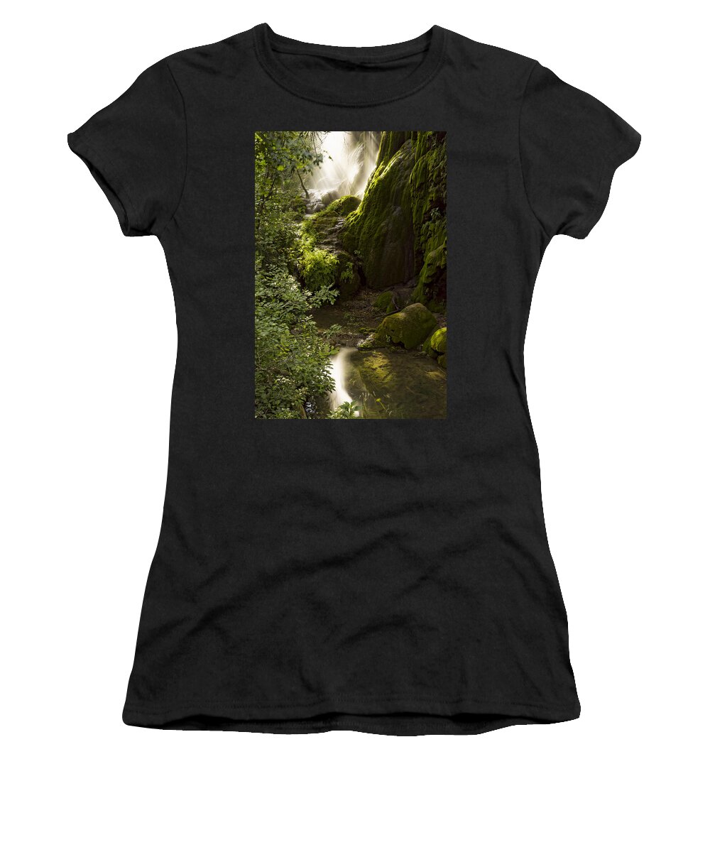 Gorman Falls Women's T-Shirt featuring the photograph Waterfall Of Light by Jonathan Davison