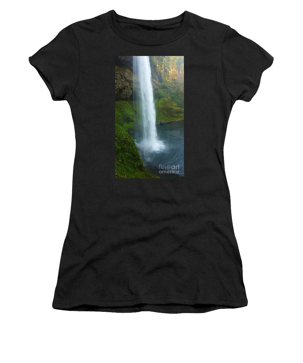 Fall In The Forest Women's T-Shirt featuring the photograph Waterfall View by Susan Garren