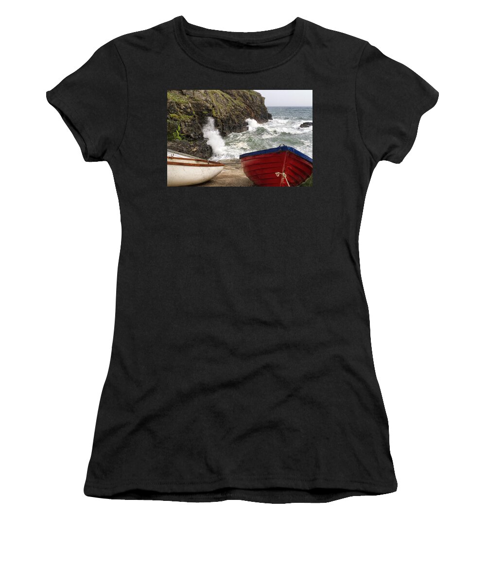 Cliff Women's T-Shirt featuring the photograph Wave Action by Shirley Mitchell
